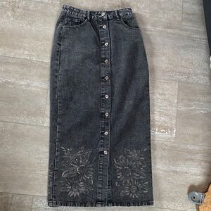 Floral Cotton Denim Skirt